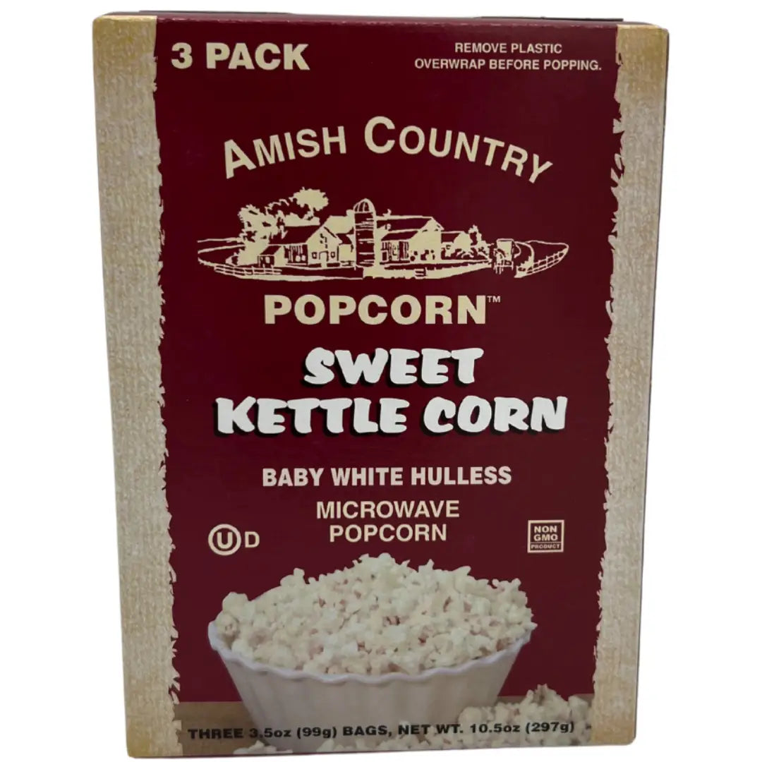 Amish Country Kettle Corn Microwave Popcorn - 3 Pack