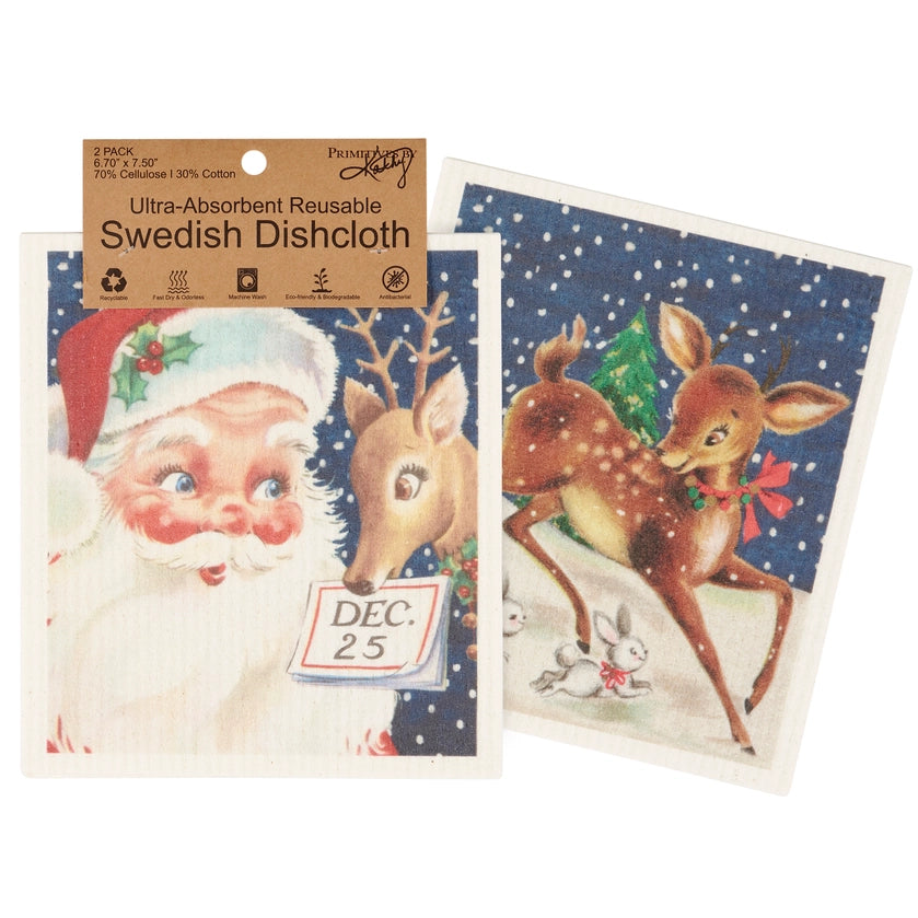Retro Santa Swedish Dishcloth Set