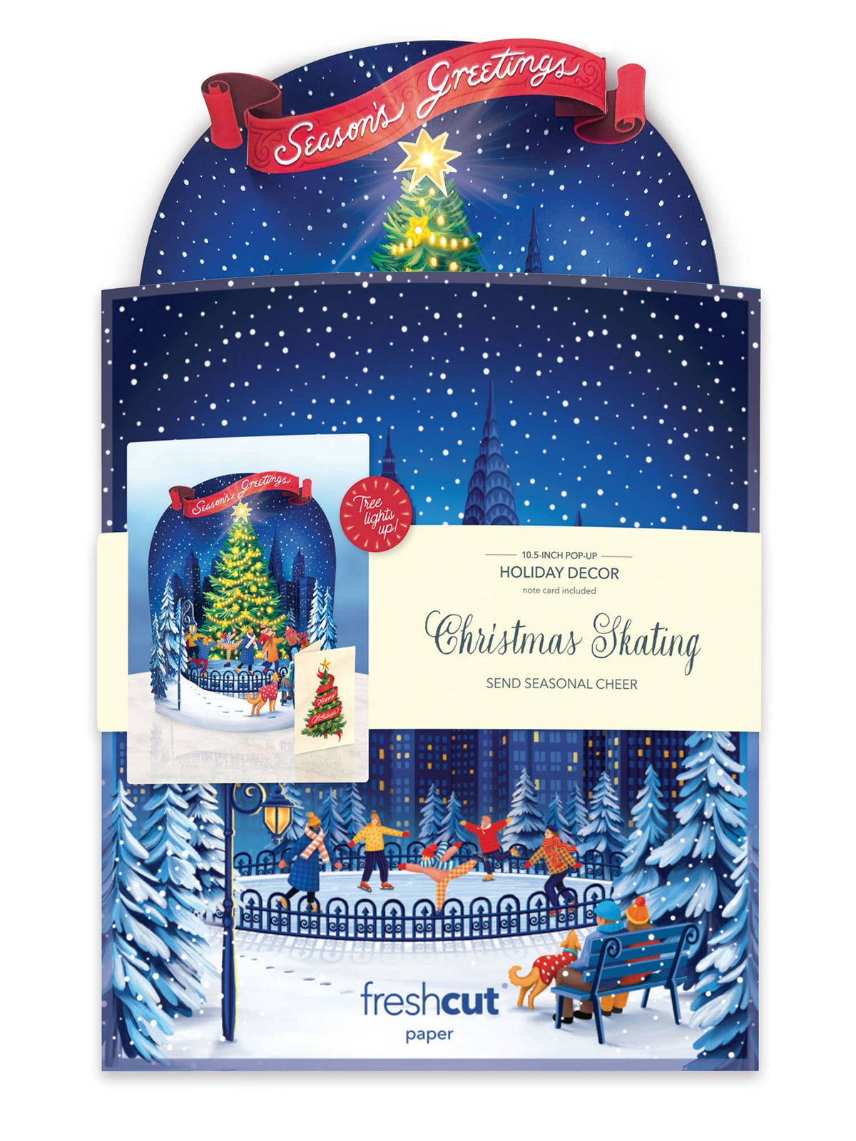 Christmas Skating Scene Holiday Pop-Up Greeting Card