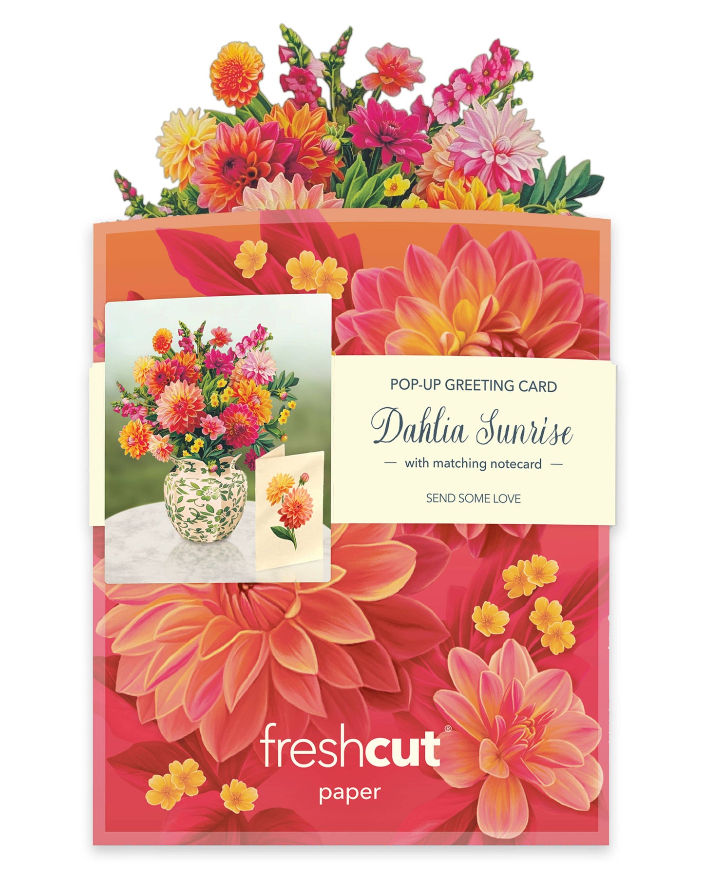Mini Sunrise Dahlia Pop-up Greeting Card