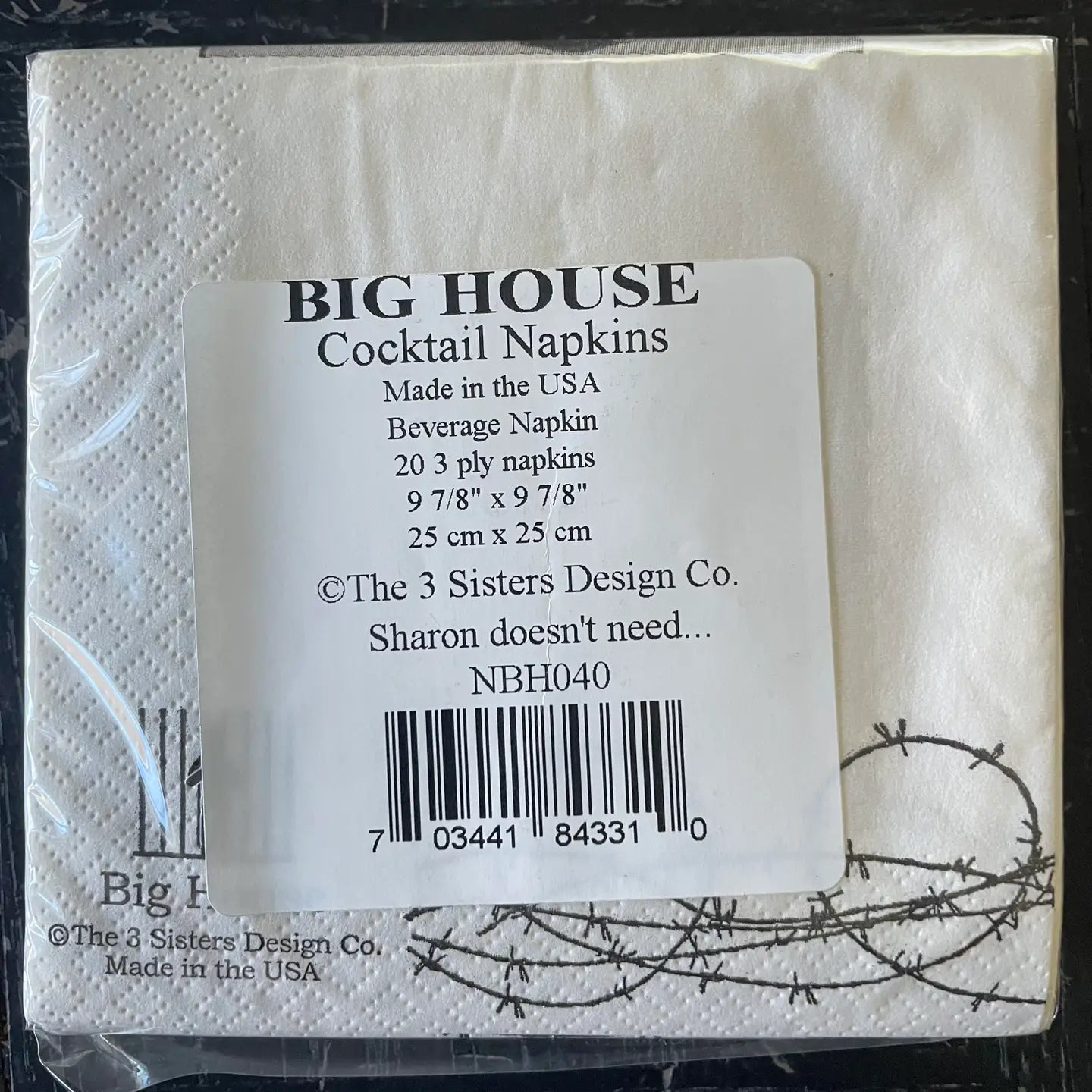 Sharon doesn't need...Napkins