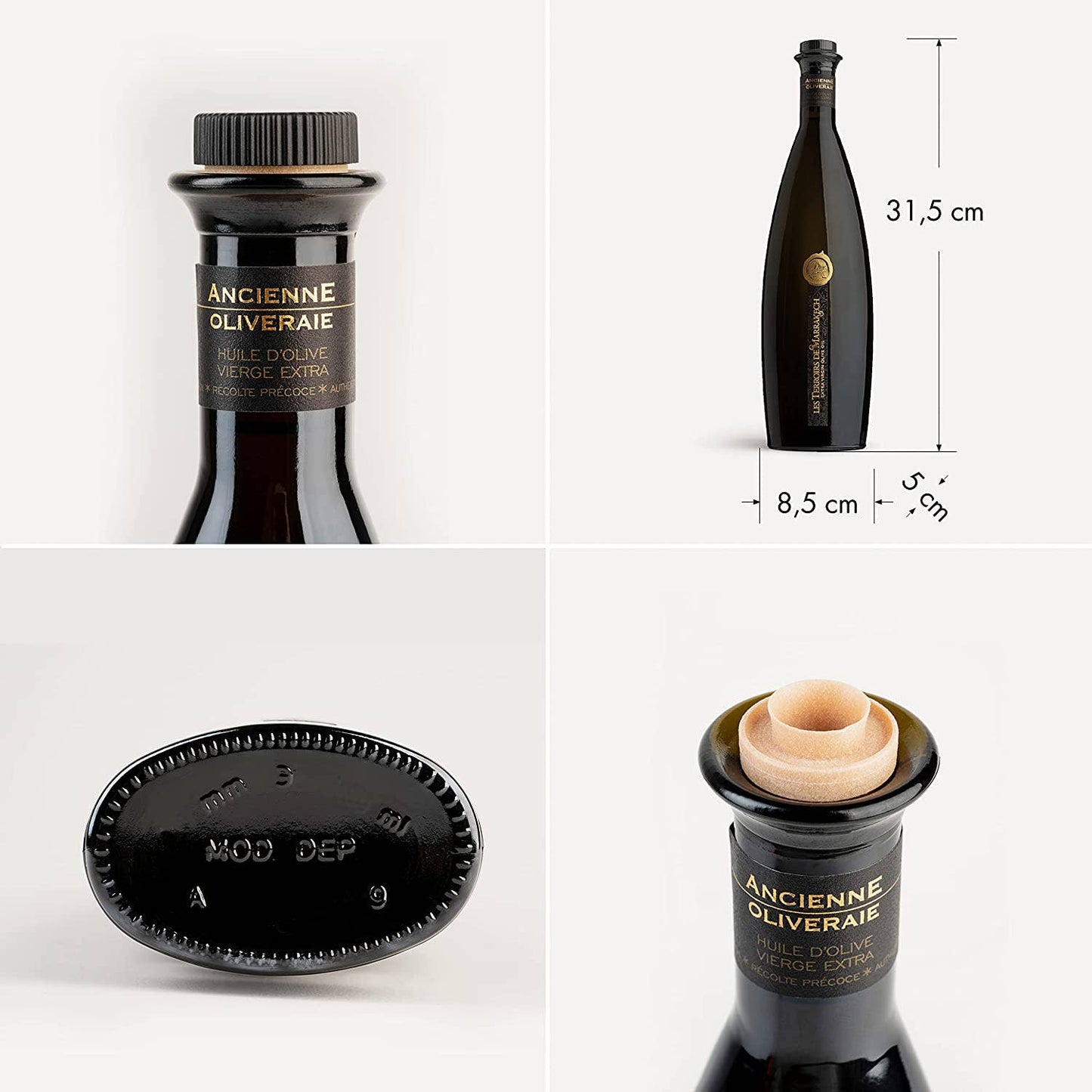 LES TERROIRS DE MARRAKECH Organic Extra Virgin Olive Oil: GLASS BOTTLE OF 250ML