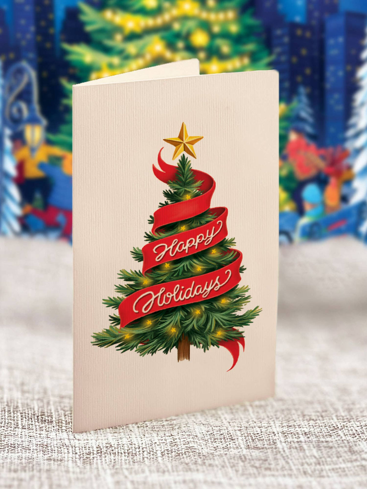 Christmas Skating Scene Holiday Pop-Up Greeting Card