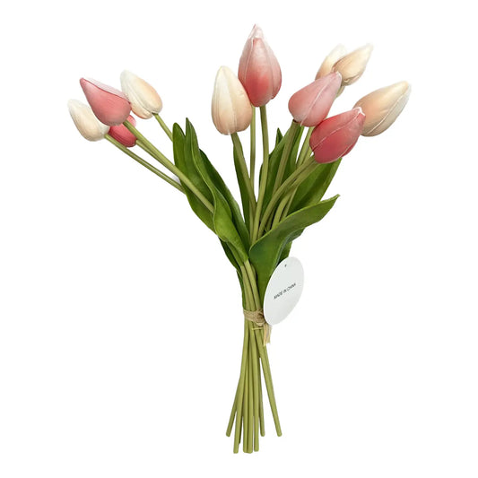 Dozen Stem Bouquet Real Touch Pink Tulips