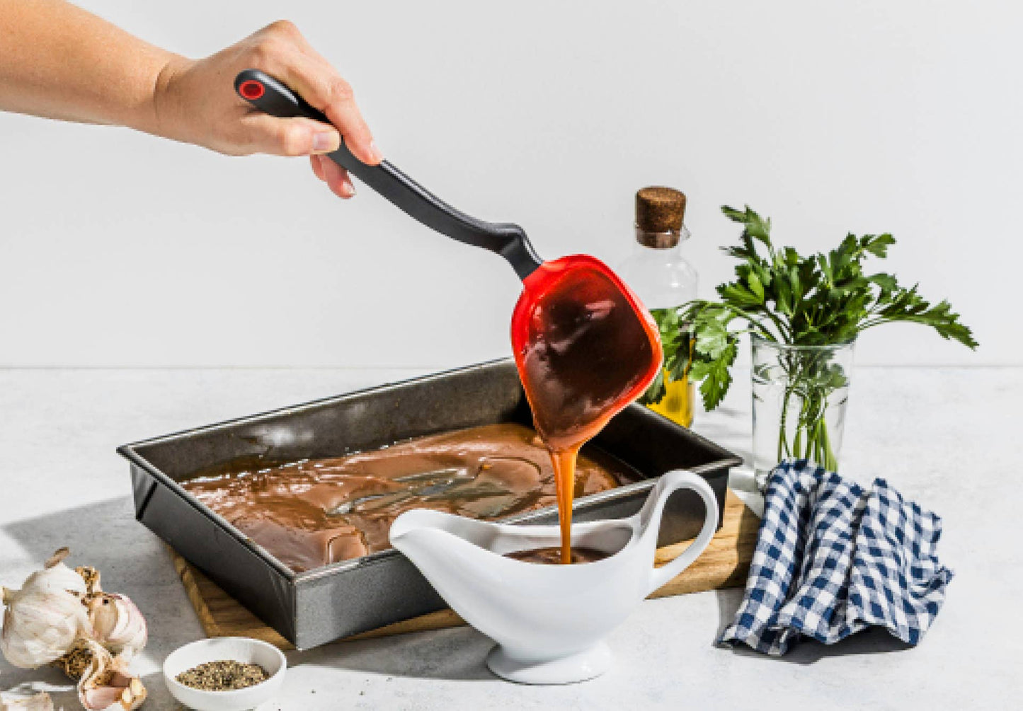 Fladle® - Fold Flat Silicone Ladle: Red