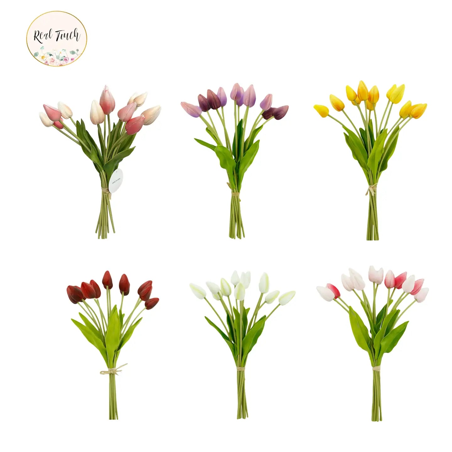 Dozen Stem Bouquet Real Touch Pink Tulips