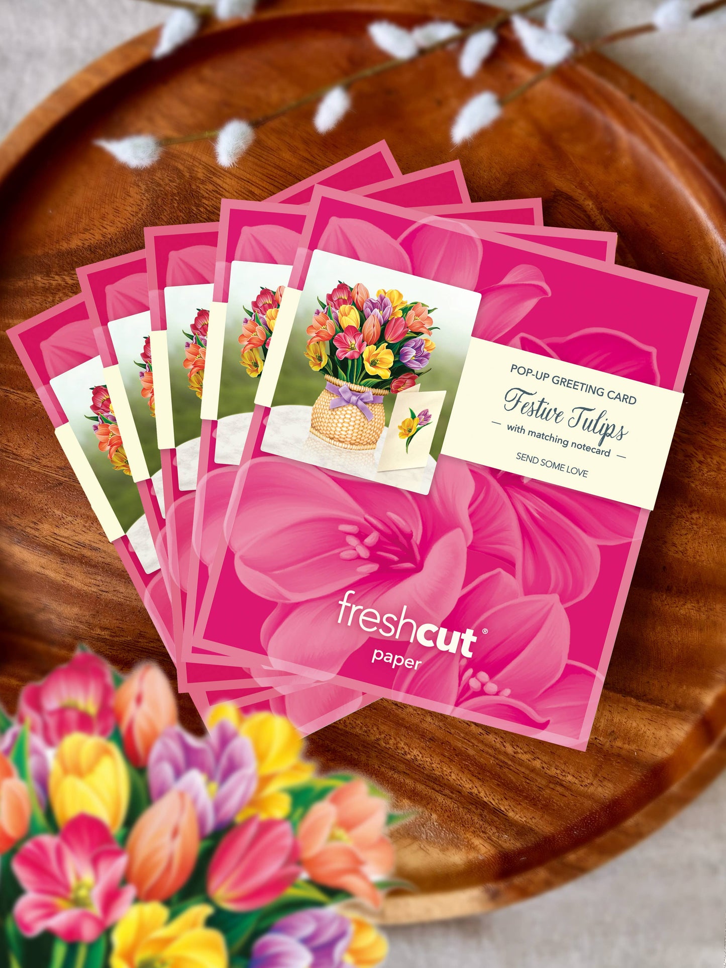 Mini Festive Tulips Pop-up Greeting Card