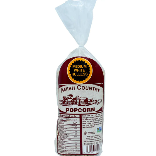 Medium White Hulless Popcorn - 1 Lb Bag