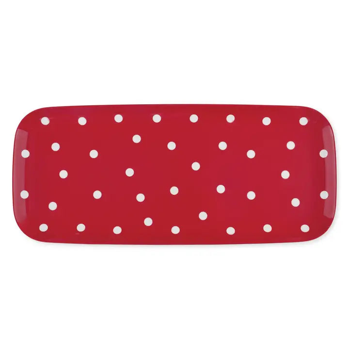 Red Polka Dot 15" Rectangle Tray