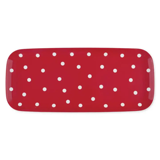 Red Polka Dot 15" Rectangle Tray