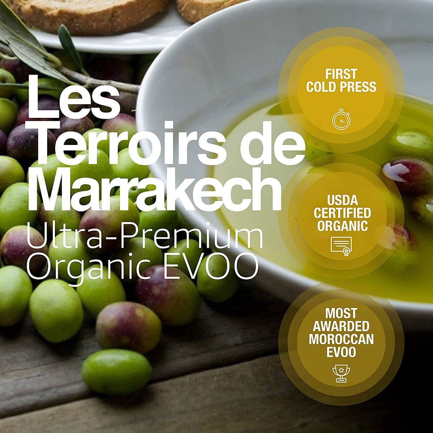 LES TERROIRS DE MARRAKECH Organic Extra Virgin Olive Oil: GLASS BOTTLE OF 250ML