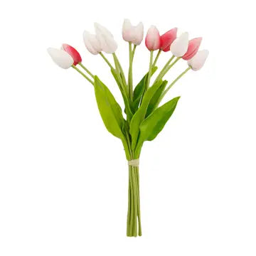 Dozen Stem Bouquet Real Touch Pink Tulips