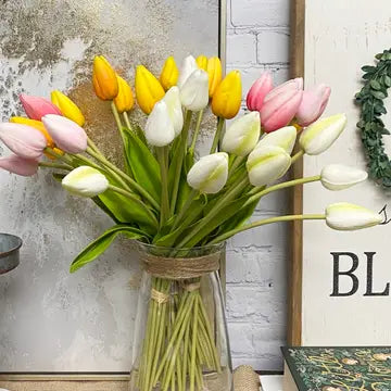 Dozen Stem Bouquet Real Touch Yellow Tulips