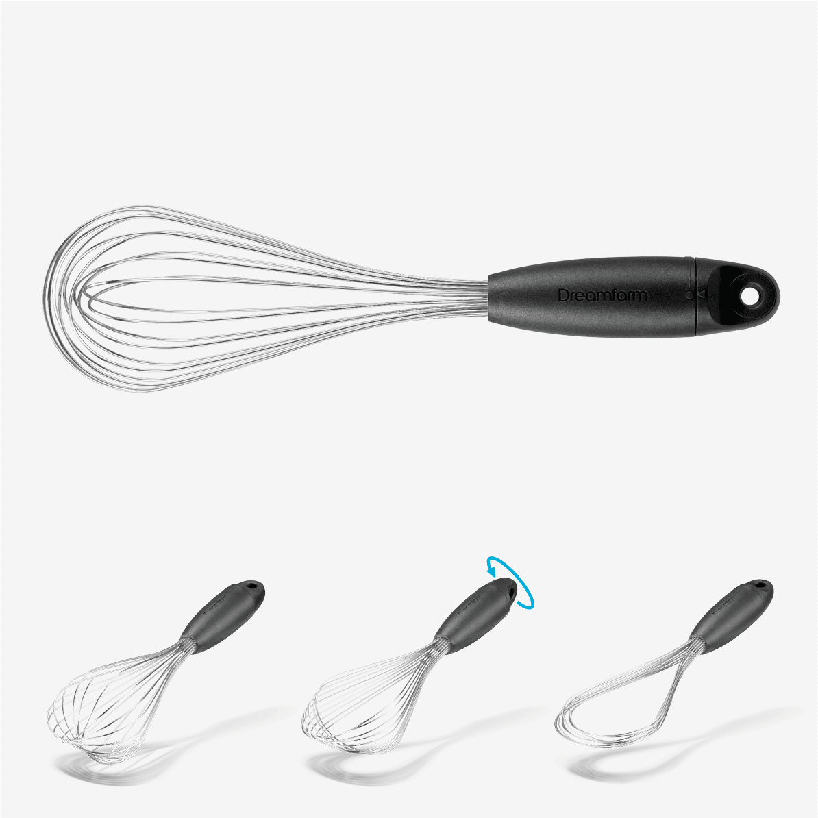 Flisk® - 3-in-1 Fold Flat Balloon Whisk: Red
