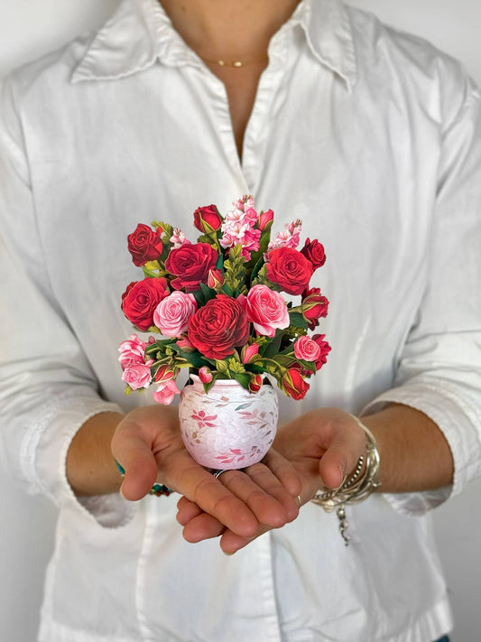 Mini Blooming Roses Pop-up Greeting Card