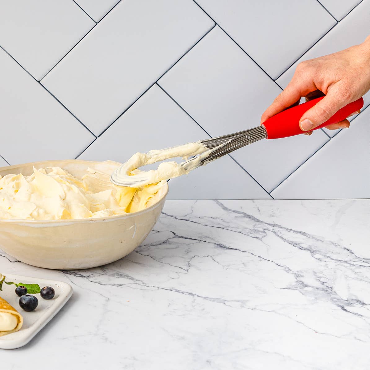 Flisk® - 3-in-1 Fold Flat Balloon Whisk: Red